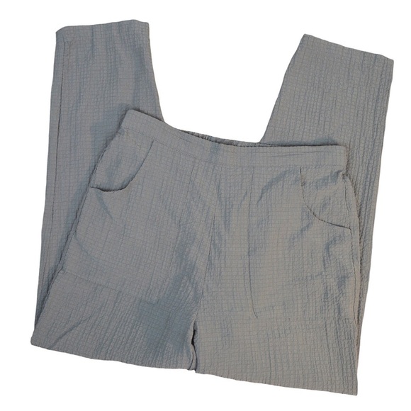 HABITAT Style 20690 Pucker Cotton Pull On Pants, Gray/Moss - Size Small Petite - Picture 1 of 9